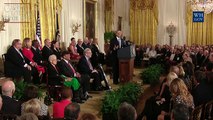 Emilio & Gloria Estefan receiving the Presidential Medal of Freedom from Barack Obama