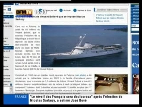 SARKO EN VACANCES : Prix, yatch, ...