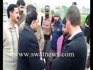 On the spot punishment for contractor by KP C & W authorities for his low grade work