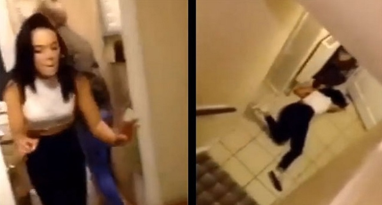 Ivre, une fille tente une roulade dans les escaliers