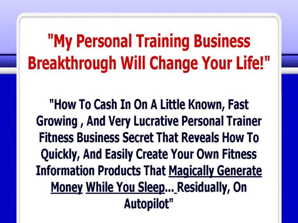 Personal Training Business, And Fitness Related Courses