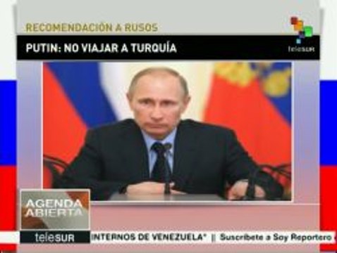 Vladimir Putin recomienda a rusos no viajar a Turquía