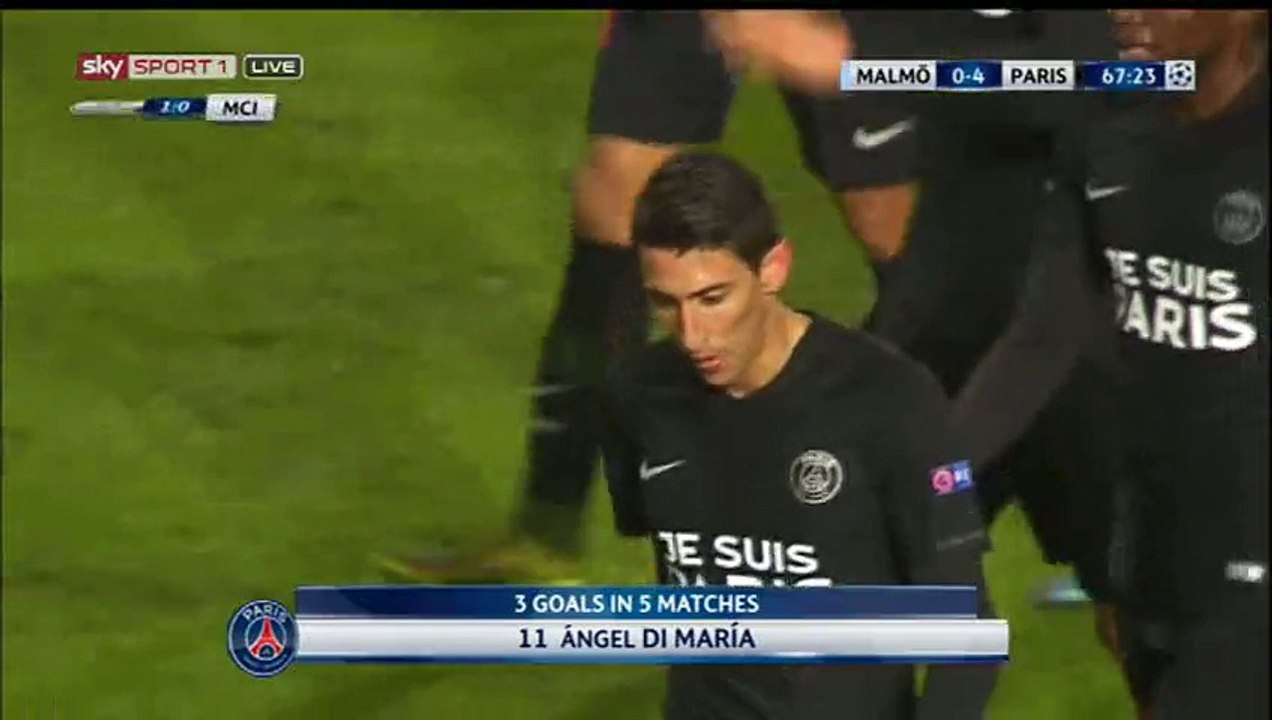 Ángel Di María Goal - Malmo FF 0-4 PSG - 25-11-2015