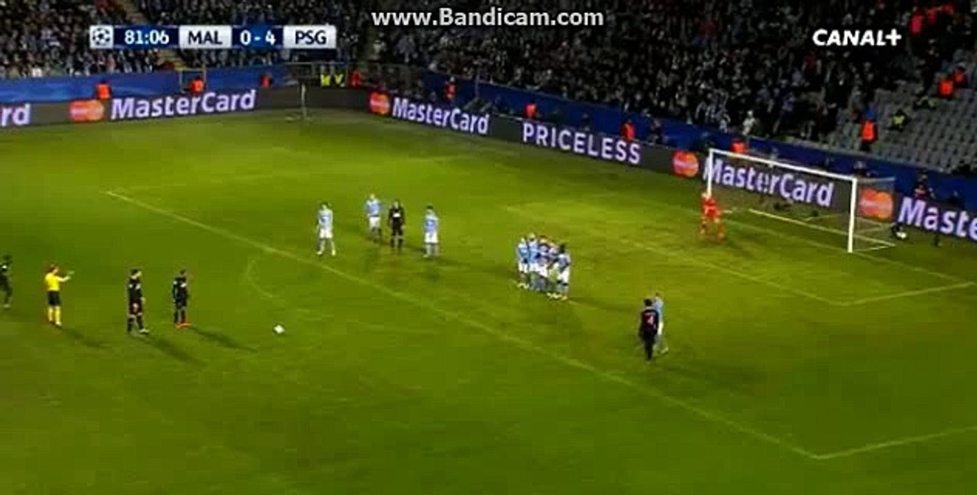 Lucas Super GOAL FREE CICK 5-0 Malmo FF vs Paris Saint Germain 25.11.2015