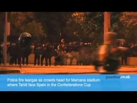 BRAZIL,SERISH PROTESTA BANORET E RIOS PERLESHEN ME POLICINE PAS VRASJES SE NJE TE RIU LAJM