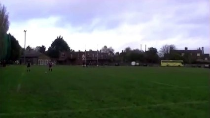 luckiest conversion ever? ball hits 4 posts then goes over