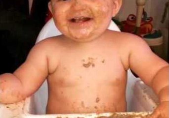Baby Makes Mess at Breakfast Time