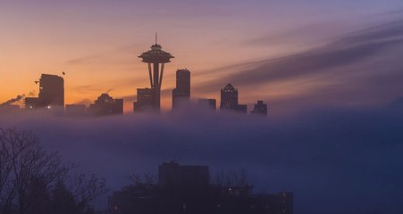 Colors Illuminate Seattle Skies in Magical Sunrise Timelapse