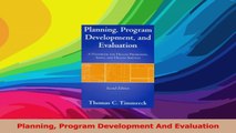 Planning Program Development And Evaluation PDF