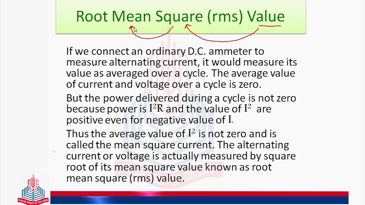 Root Mean Square ( rms ) Value
