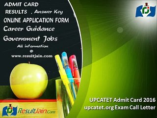 UPCATET Admit Card 2016 upcatet.org Exam Call Letter