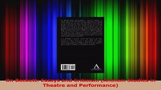 Read  On Beckett Essays and Criticism Anthem Studies in Theatre and Performance Ebook Free