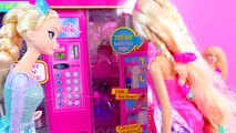 Barbie Fashion Vending Machine Playset with Disney Frozen Queen Elsa Dolls Toy Unboxing Vi
