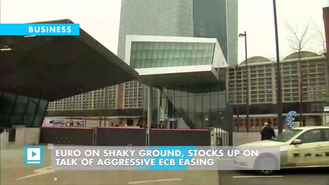 Euro on shaky ground, stocks up on talk of aggressive ECB easing