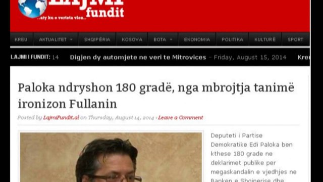 PALOKA: NUK KAM BERE ASNJE DEKLARATE PER BANKEN E SHQIPERISE