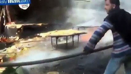 Amateur video shows immediate aftermath of Douma bombing