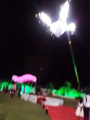 The crane was lowering a crystal platform