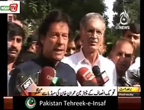 Imran Khan talking to media after visiting Lady Reading Hospital, Peshawar