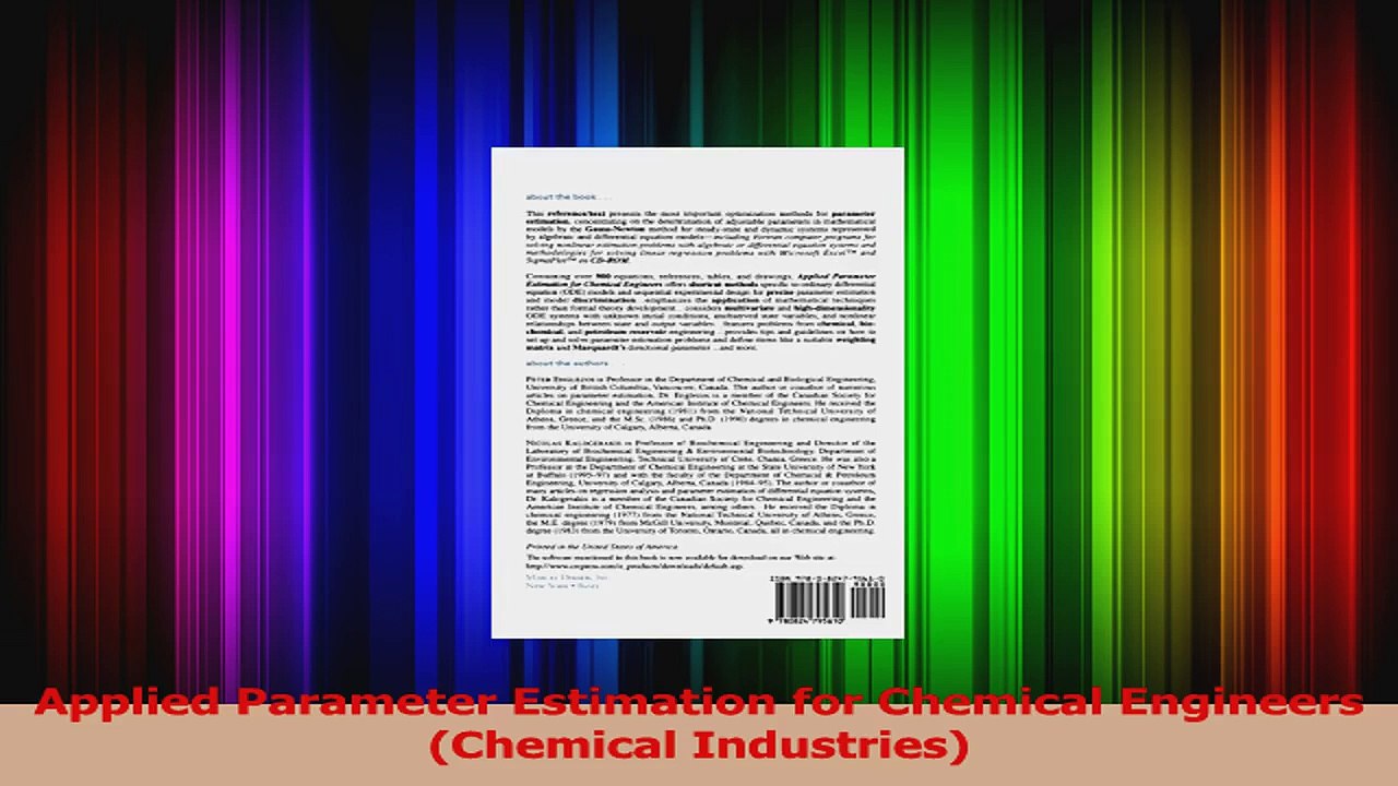 Download  Applied Parameter Estimation for Chemical Engineers Chemical Industries PDF Free