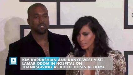 Kim Kardashian and Kanye West visit Lamar Odom in hospital on Thanksgiving as Khloe hosts at home