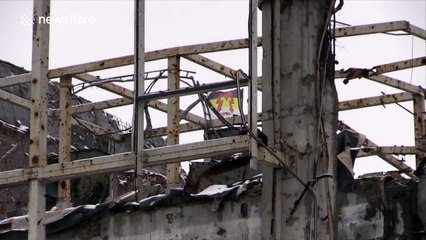 Drone shows what's left of Donetsk airport