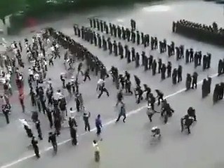 Look at the strategy of Riot Police of germany... Too much coordination!