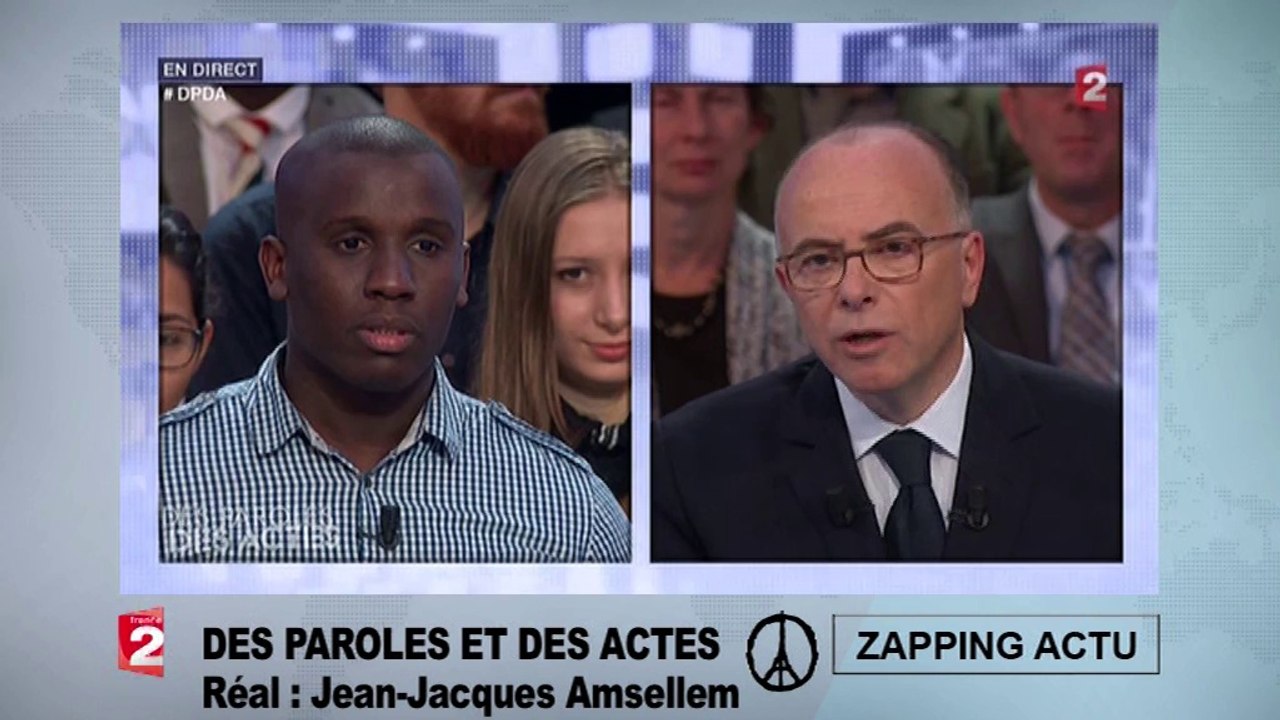 Bernard Cazeneuve interpellé par un jeune homme dans Des paroles et des actes
