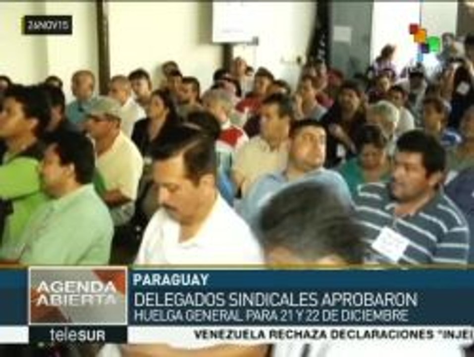 Paraguay: delegados sindicales anuncian huelga el 21 y 22 de diciembre