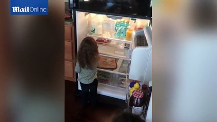 Toddler's tears finding treasured stuffed animal in fridge