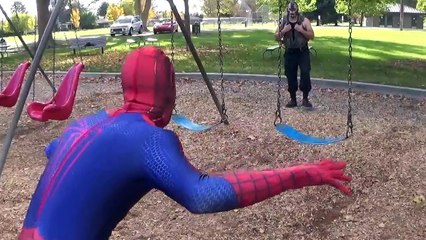 The Amazing Blue Spiderman vs Bane vs Deadpool - Real Life Superhero Battle