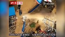 Moment towering fountain of water gushes over city in China