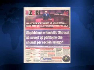 SHTYPI I DITES ME TITUJT KRYESORE TE FAQEVE TE PARA TE GAZETAVE SHQIPTARE E PREMTE 19 DHJETOR 2014