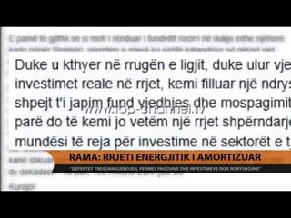 Rama: Rrjeti i energjisë i amortizuar - Top Channel Albania - News - Lajme
