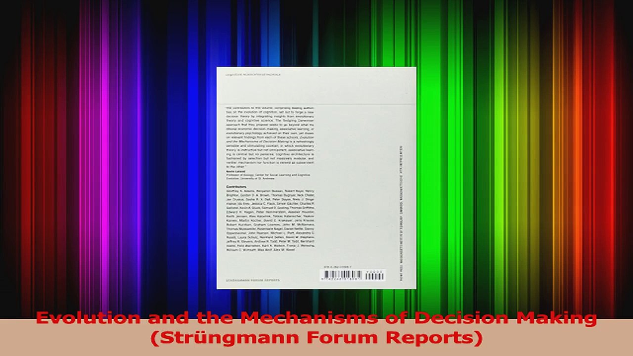 Read  Evolution and the Mechanisms of Decision Making Strüngmann Forum Reports Ebook Online