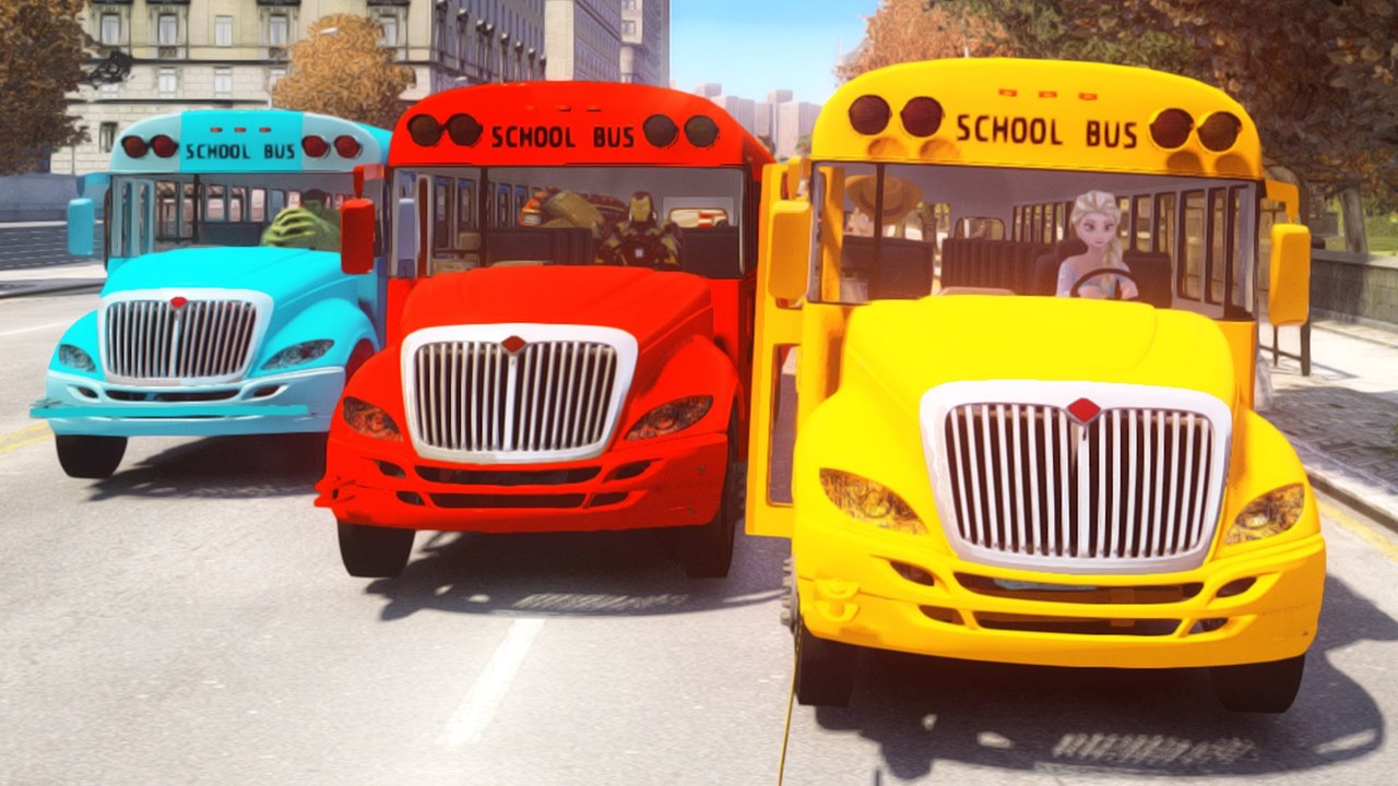 Wheels On The Bus Go Round And Round Hulk Spiderman Frozen Kids' Songs - Nursery Rhymes for Children