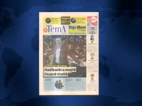 SHTYPI I DITES ME TITUJT KRYESORE TE FAQEVE TE PARA TE GAZETAVE SHQIPTARE E HENE 26 JANAR 2015