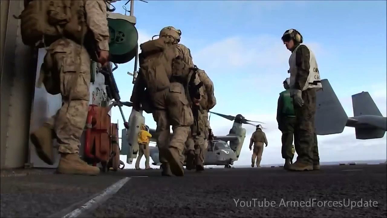 US Marines boarding V 22 transport to KILL THE TERRORISTS