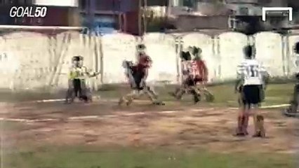 Ridiculous footage of a 12-year-old Leo Messi scoring a beauty on the worst pitch you've ever seen