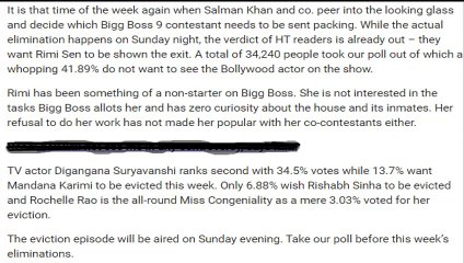Big Boss 9 : Rimi Sen Favourite Nomination throught Big Boss