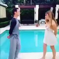 Girl Try To Kiss Boy But She Fell in Swimming Pool