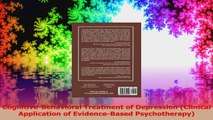 CognitiveBehavioral Treatment of Depression Clinical Application of EvidenceBased PDF