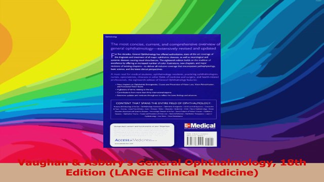 Vaughan Asburys General Ophthalmology 18th Edition LANGE Clinical Medicine Read Online