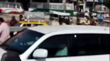 Imran Khan's car stopped at a traffic signal