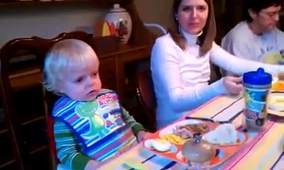 Cute toddler struggles to stay awake during Thanksgiving Dinner...