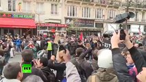 Police use pepper spray to disperse protesters at Global Climate March in Paris 2015