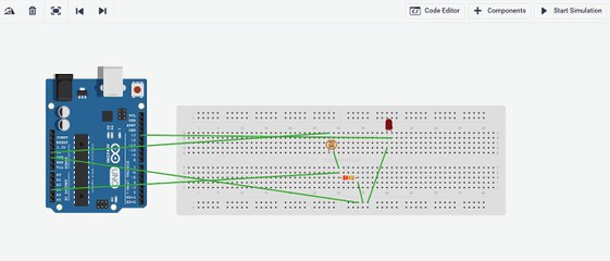 LED blink using LDR in dark regions