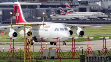 Amazing Swiss British Aerospace Avro RJ100 London City airport