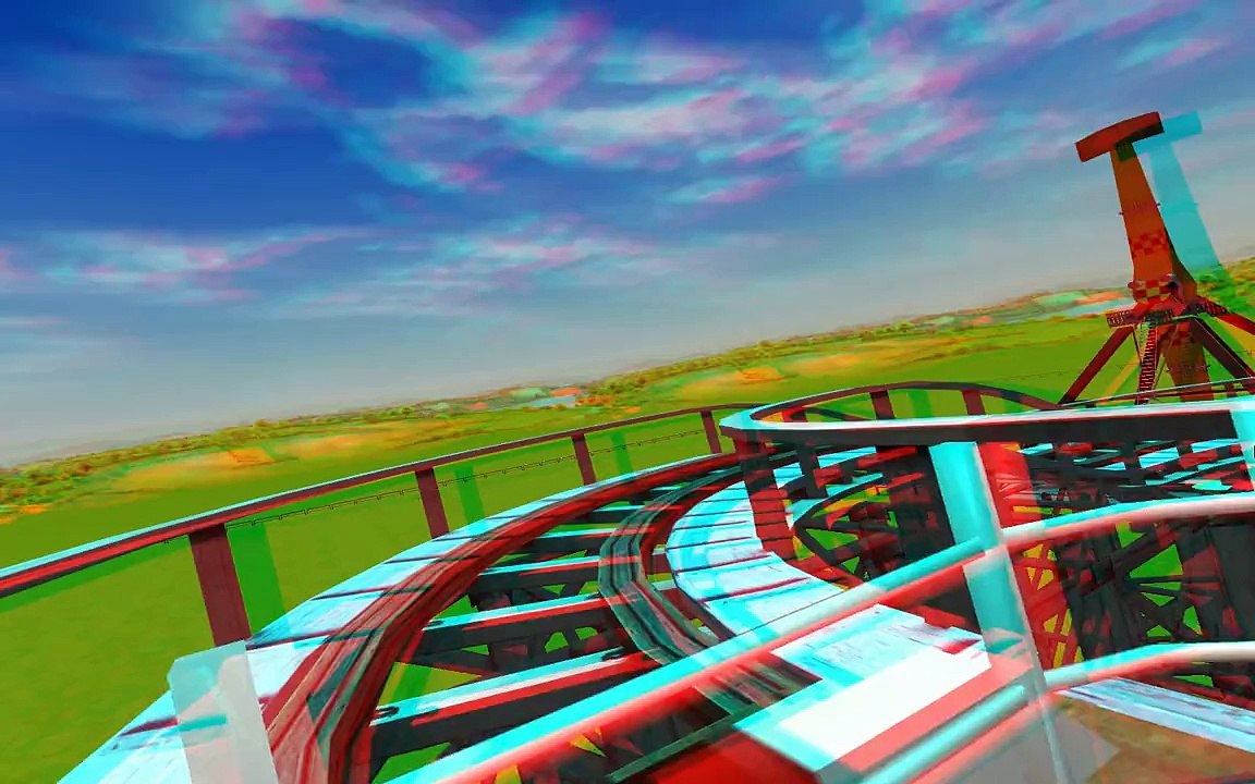 3D - Roller Coaster Tycoon 3 -  Stereo 3D anaglyph Test  Red Cyan Glasses