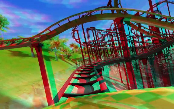 3D - Roller Coaster Tycoon 3 - Stereo 3D anaglyph Test Red Cyan Glasses Video 2