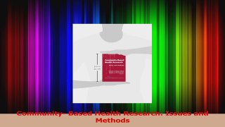 Read  Community Based Health Research Issues and Methods Ebook Free